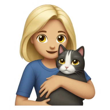 Girl hug her cat sticker