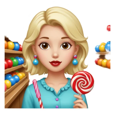 very pretty candy shop girl face with unique hair and earrings sticker