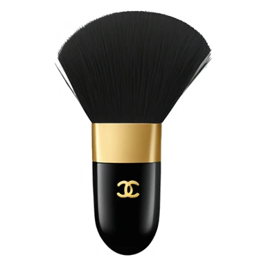 a half-moon shape with soft bristles and a black base featuring the Chanel logo. sticker