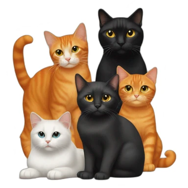 Orange cat, siames cat and black cat sticker