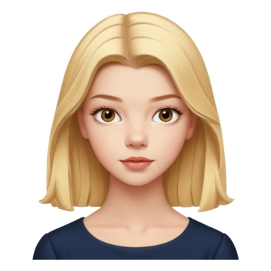 Cinematic Realistic Anya Taylor Joy Portrait, depicted with lifelike skin texture, subtle rosy undertones, and soft natural lighting that enhances the gentle contours of her face. Her intricately detailed golden blonde hair is elegantly. sticker