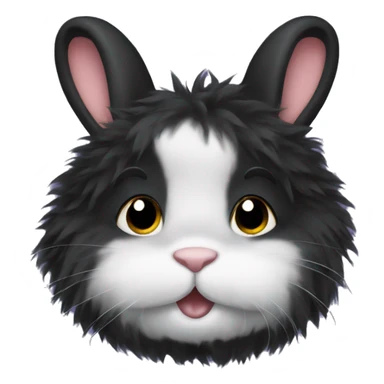 Black fluffy rabbit sticker