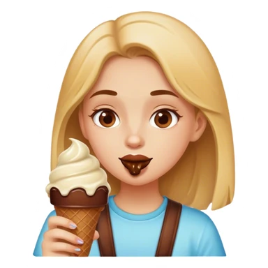 A girl eating chocolate ice cream  sticker