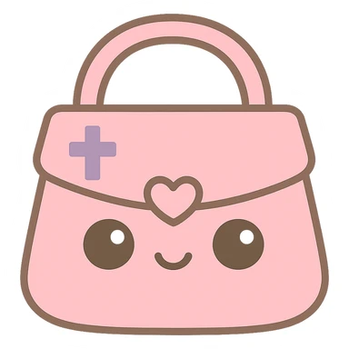 Make the gold and black gothic kawaii purse more minimal with reduced details. Keep only one or two simple gothic symbols. The purse should have big eyes, a smiling and playful expression, and a cartoonish style. Remove the background. sticker