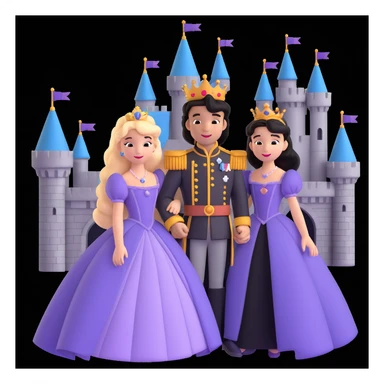 prince and princess disny dress close up photo in castle sticker