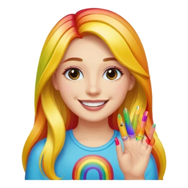 long haired woman rainbow nail art sticker
