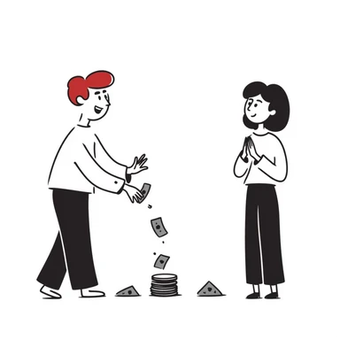 Young man with red hair finds money on the street and his wife is watching it sticker