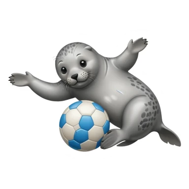 full body grey seal with a ball on its nose sticker