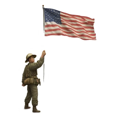 Raising the flag on iwo gima sticker