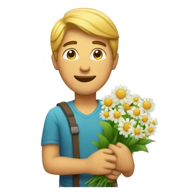 Guy holding flowers  sticker