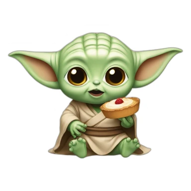 Bébé yoda qui mange un gâteaux sticker