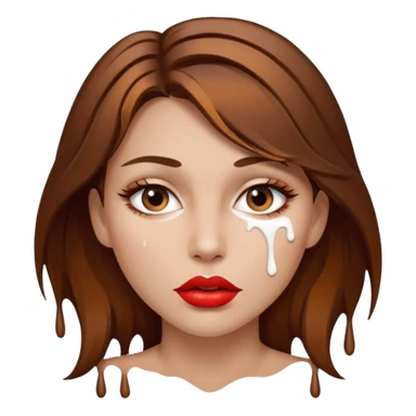 Brown Hair, Woman, white paint drip, face, hot, Sexy, lips sticker