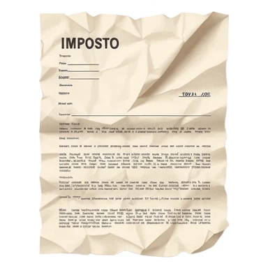 white paper tax document with the text 'IMPOSTO' clearly visible, simple and expressive sticker