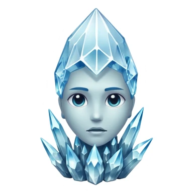 A single crystal rock inspired by a clear quartz cluster, amorph base with many tall transparent crystal spikes growing upward all around it with a face sticker