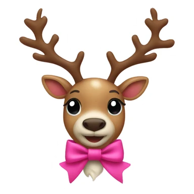 christmas reindeer with a pink bow sticker