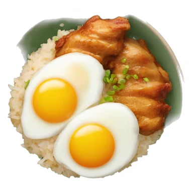 chicken thigh rice bowl with two eggs sticker