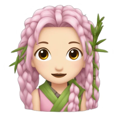 Nezuko avec un bambou sur sa bouche sticker