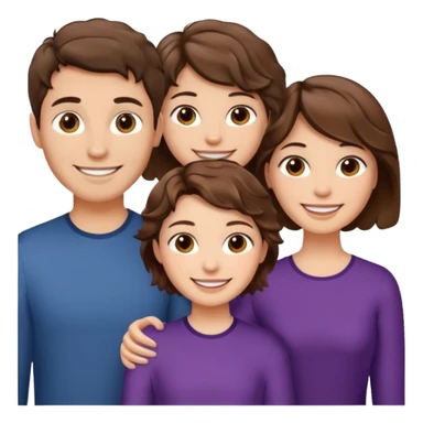 Throuple two women with short wavy brown hair, male with short brown hair sticker