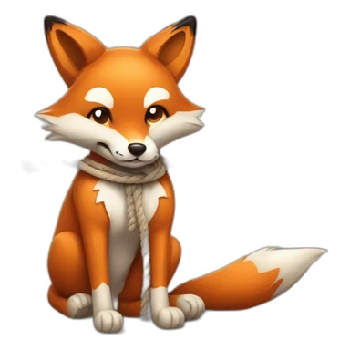 Fox tied up with ropes sticker