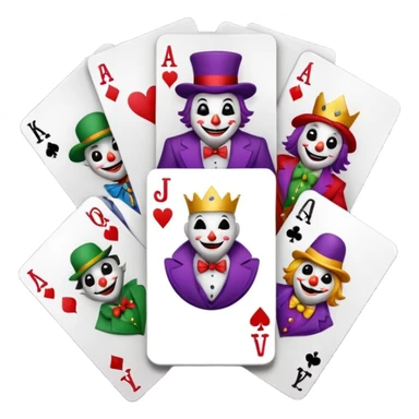 bunch of poker cards, with jolly jokers inside sticker
