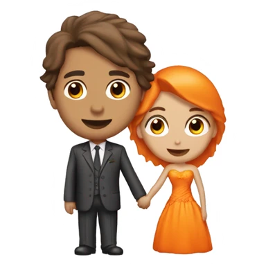 Novio moreno besándose con novia peli naranja  sticker