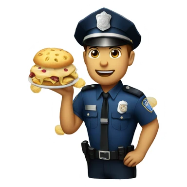 very large police officer eating sticker