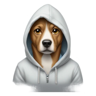 A dog wearing a hoodie sticker