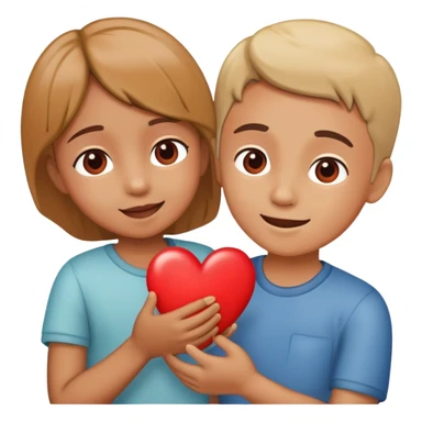 child giving a heart to a parent, happy and affectionate sticker