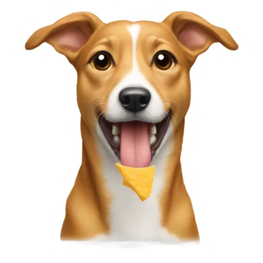 Podengo dog eating sticker