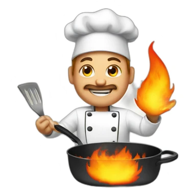 chef cooking with a lot of fire sticker