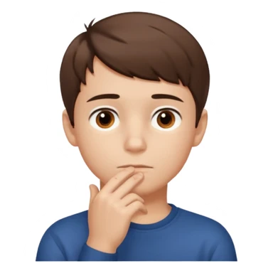 boy thinking with one hand on his chin sticker