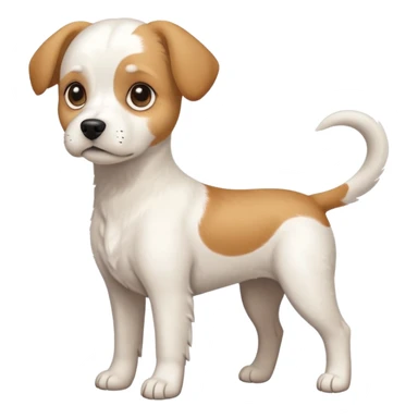 a full body white beagle x maltese x chi dog the size of a kelpie with light brown ears and a light brown patch on one eye sticker