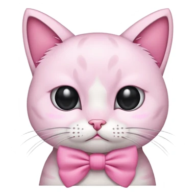 Sad cat with black eyes pink bow sticker