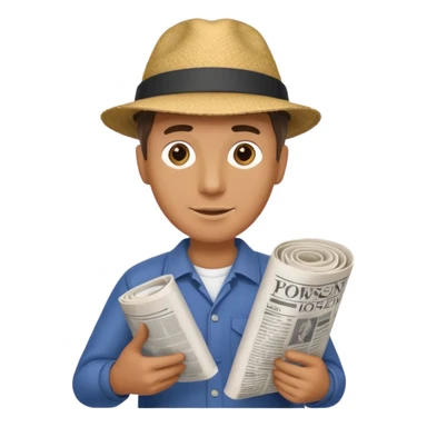 man holding rolled newspaper while walking sticker