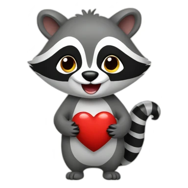 Racoon holding heart sticker