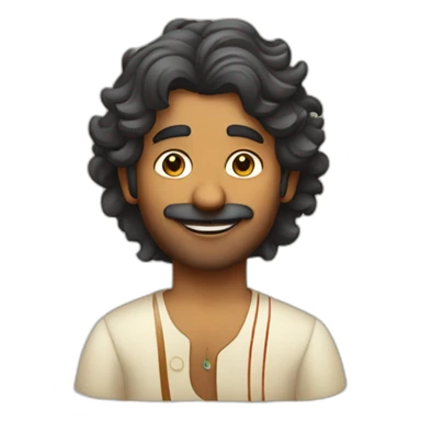 wavy haired indian man playing harmonium with no facial hair sticker