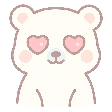 polar bear with heart eyes sticker