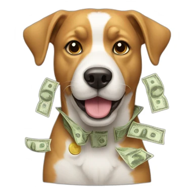 dog with money sticker