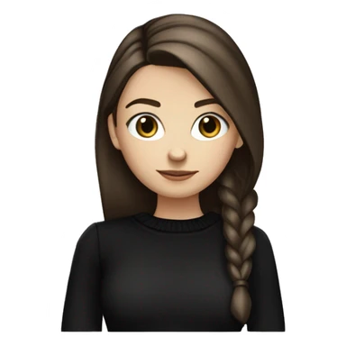 caucasian white IT girl student, holding laptop, blue eyes, dark brown hair ponytail wearing a thick black sweater sticker