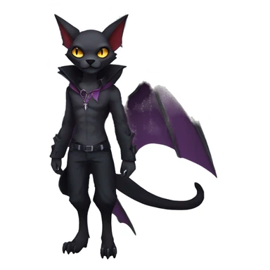 cool edgy anthro dark-shadow-themed animal vampiric bat-cat-hybrid Fakemon  with a collar full body sticker