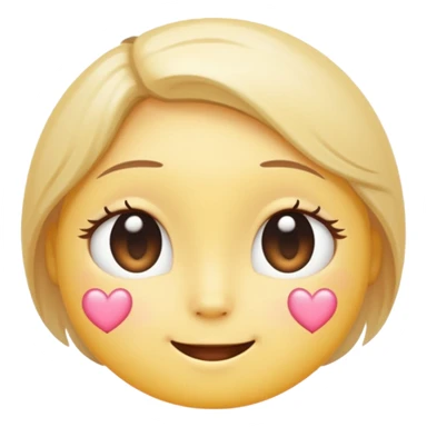 “Pastel round emoji with shy sparkling eyes, gentle blush, trembling smile, hidden heart, soft glow—expressing quiet love, vulnerability, and tender emotions sticker