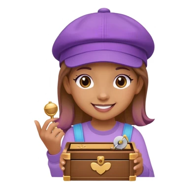 Happy Girl with a musicbox and a purple cap sticker