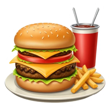 1950s diner food meal. Cheese Burger and fries sticker