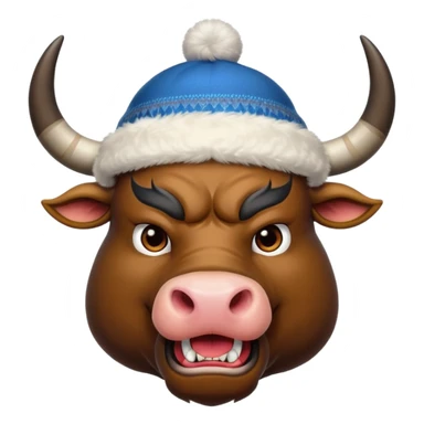 angry winter New Year's with black horns bull emoji sticker