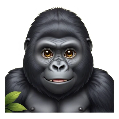 Cinematic Cute Gorilla Portrait Emoji, Head tilted playfully and inquisitively, with a robust, endearingly soft face accented by tender fur and round, sparkling eyes full of warmth, Simplified yet irresistibly adorable features, highly detailed, glowing with a warm, friendly jungle glow, high shine, affectionate and lively, stylized with a touch of whimsical charm, soft glowing outline, capturing the essence of a mischievous yet loving gorilla that feels like it could lumber out of the screen into your arms! sticker