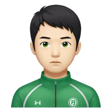 Seong Gi-hun : age 60, skinny and bony face, small mouth, unkempt black hair, Green player tracksuit. sticker