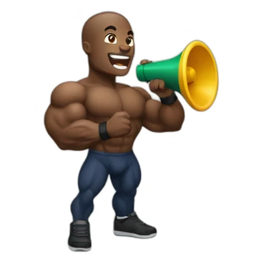 black bodybuilder with megaphone speaking sticker