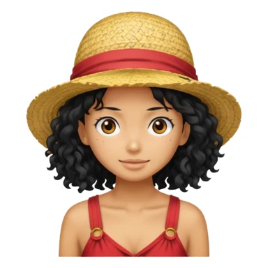 a woman with Luffy hat and have long curly hair sticker