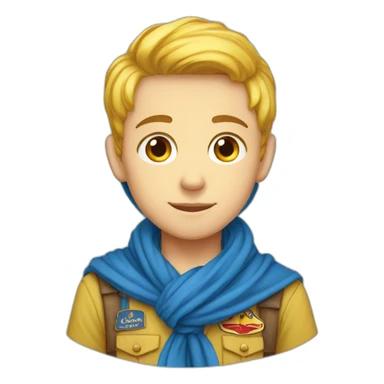 Scout boy with a RED ans YELLOW knotted scarf ans à blue scout shirt sticker
