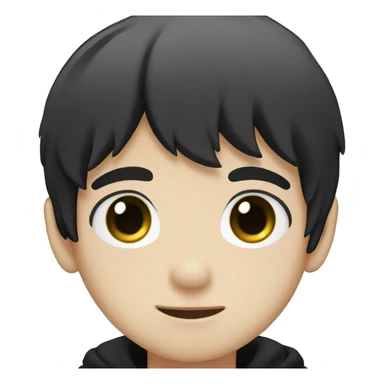 Omori, boy, black hair, black shirt, white skin sticker